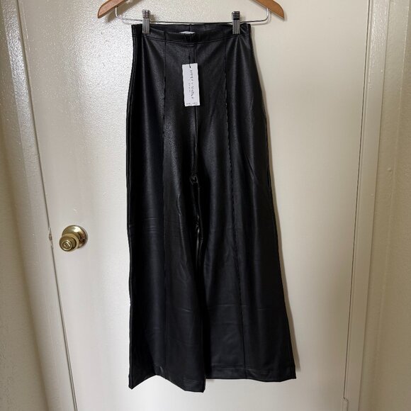 NWT Ripley Rader Black Vegan Leather Straight Leg Crop Pants 1 / XS - Picture 2 of 6